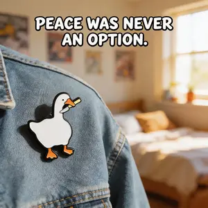 Untitled Goose Game Knife Enamel Pin | Peace Was Never An Option Meme Brooch for Women & Men | Funny Spiritual Lapel Pin for Backpacks & Jackets | Tarnish-Free Alloy Jewelry Gift