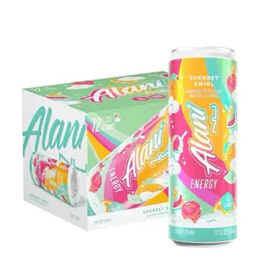 Alani Nu Rainbow Sherbet Swirl Case of Energy Drinks - Naturally Flavored 0g Sugar 200mg Caffeine (Case of 12) Beverage Sport new