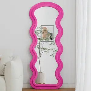 Full-Length Flannel Wave Rose Floor Mirror for Bedroom, Living Room – Hanging or Wall-Mounted Home Decor Mirror