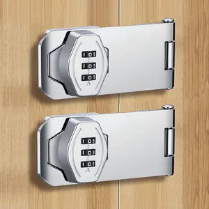 Bifold Door Lock, 2 Pack Sliding Closet Door Lock with Code Cupboard Locks Keyless Combo Code Locks Anti-  Folding Door Hasp Latch for Cabinet Pantry Shed Backyard Barn Door Drawer Black