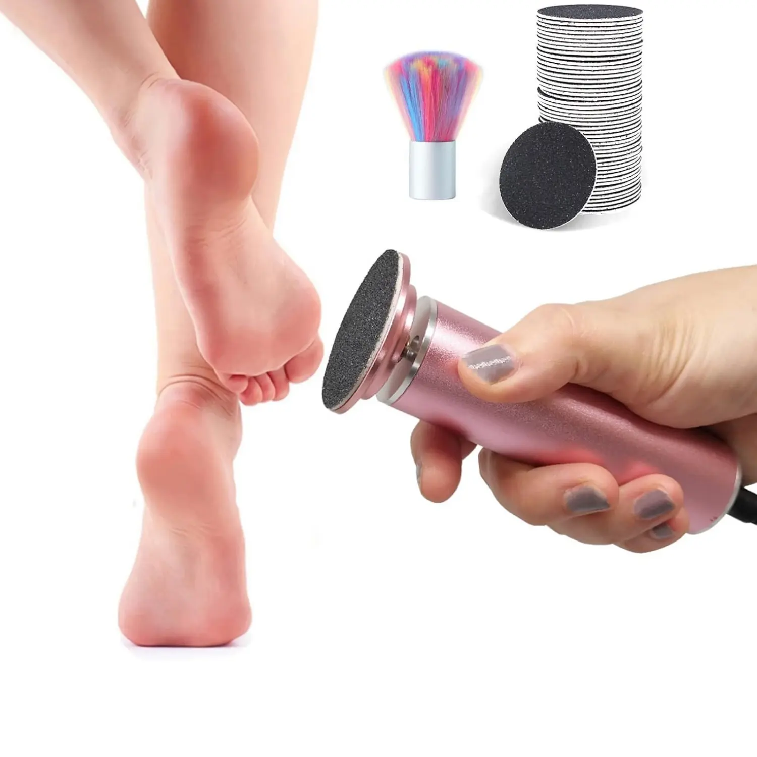 Electric Foot Callus Remover, Speed Adjustable Pedicure Machine with 60 PCS Replacement Sandpaper Discs, Foot Care Tool, Cutics Nail, Nail Art.