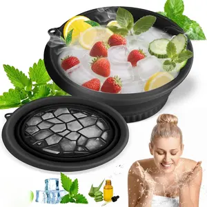 Face Bowl for Ice With Built-in Ice Tray Collapsible Silicone Facial Face Ice Bath Bowl