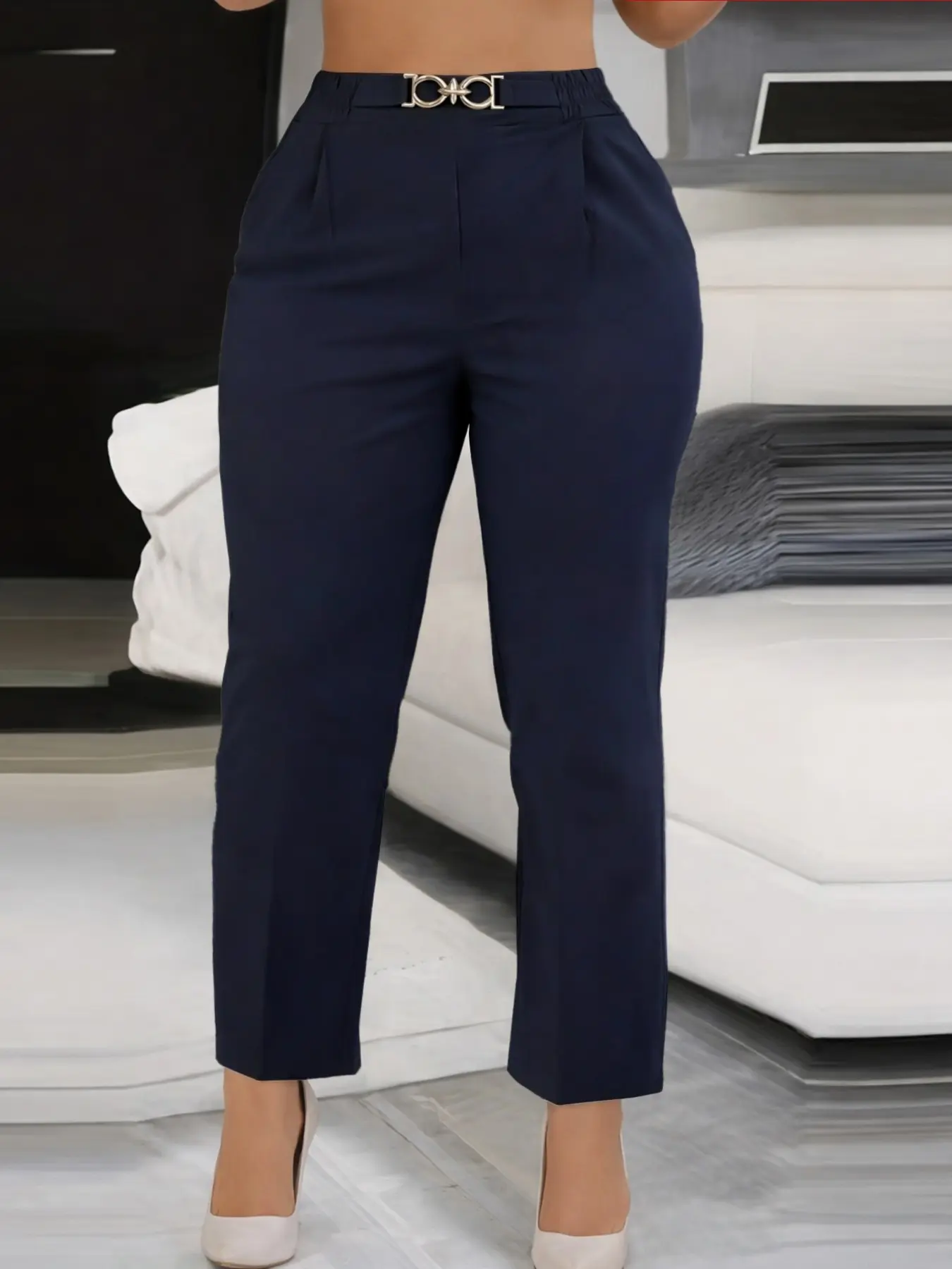 Fashion plus-size women's basic minimalist Aesthetic casual bottom pants Fashion plus-size women's basic minimalist Aesthetic casual bottom pants