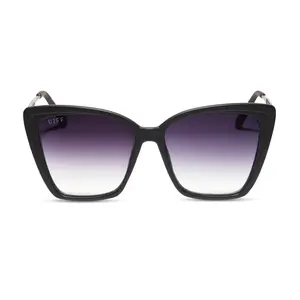 HEIDI - MATTE BLACK + GREY GRADIENT TANGLE FREE SUNGLASSES
