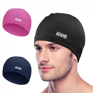 Aegend Unisex Adults' Cloth Swim Cap, 1 Pack High-Elastic Stretch Breathable Fabric with Silicone Waterproof Layer for Hair Dryness Protection, 2 Sizes for Summer Use