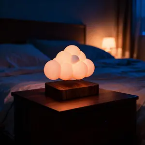 Magnetic Levitation Creative Floating Cloud Ornament: 3-Color Adjustable Gift & Toy LED Globe