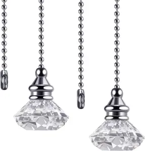 JOVITEC 2 Pieces Light Pull Chain Extension Ceiling Fan Pull Chain Ornaments Decorative 1 Meter Long Each(Transparent Color) Jovitec