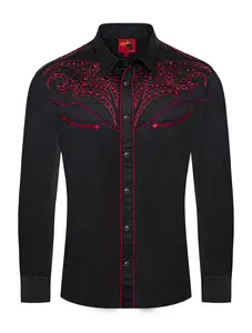 Men's Western Cowboy Embroidery Shirt-PS500D-1004