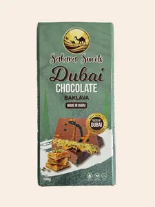 Sahara Sweets Dubai Chocolate Bar - Handcrafted Milk Chocolate with Baklava & Pistachio Filling. Authentic flavors from Dubai