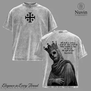 Baldwin IV The Leper King T-Shirt, Swweatshirt & Hoodie Washed Crusader King of Jerusalem Tee, Jerusalem Cross Medieval Christian Shirt, Vintage Washed Gothic Faith Streetwear - Jesus Apparel - Christian Outfit