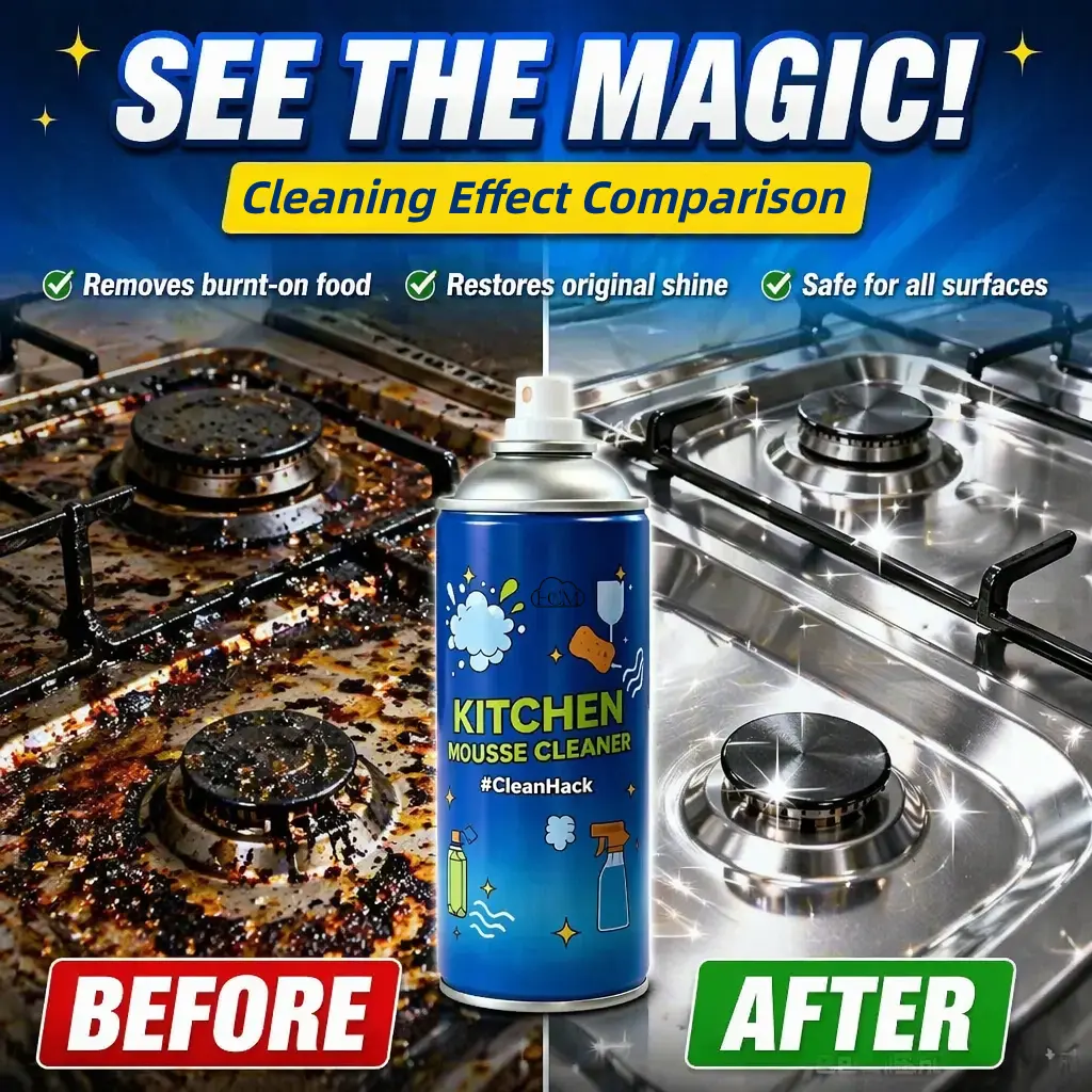 380ml Lemon Scent Kitchen Grease & Sauce Stain Remover, Gentle Powerful Oven Cleaner for Stoves, Range Hoods, Cookware