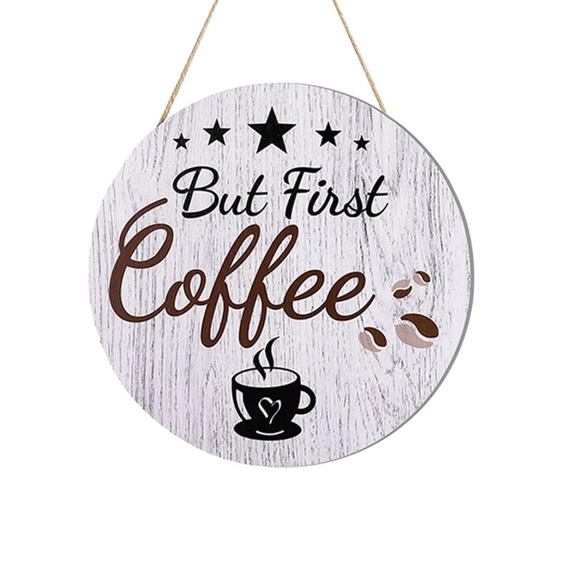 Bcfsvew Round Hanging Coffee Shop Slogan Decoration Painting Wall Decoration Wooden Listing Gift for Cat Lovers
