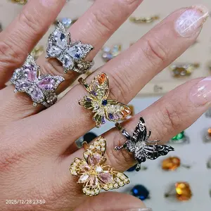 Butterfly 5a Zorcon Pearl Ring with Elegant Stones and Sparkling Zorcon Accents for Women in Gold and Silver