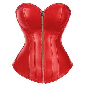 Women's Faux Leather Bustier Corset Top Steampunk Waist Cincher 2803-D1