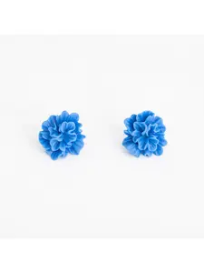 Macaron Petal Klein Blue Flower Stud Earrings Retro Trendy Fashion Ear Ornaments