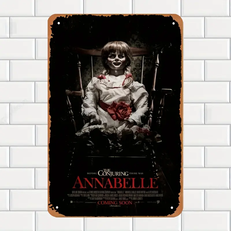 Vintage Annabelle Horror Movie Metal Iron Wall Sign - 8x12 in Home Decor Plaque, Ideal for Man Cave, Room Decor