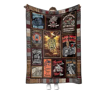 Motorcycle Blankets Super Soft Flannel Fleece Throw Blankets for Bed Sofa and Couch Cool Motorcycle Gifts for Men and Women Fluffy Warm Riding Blankets