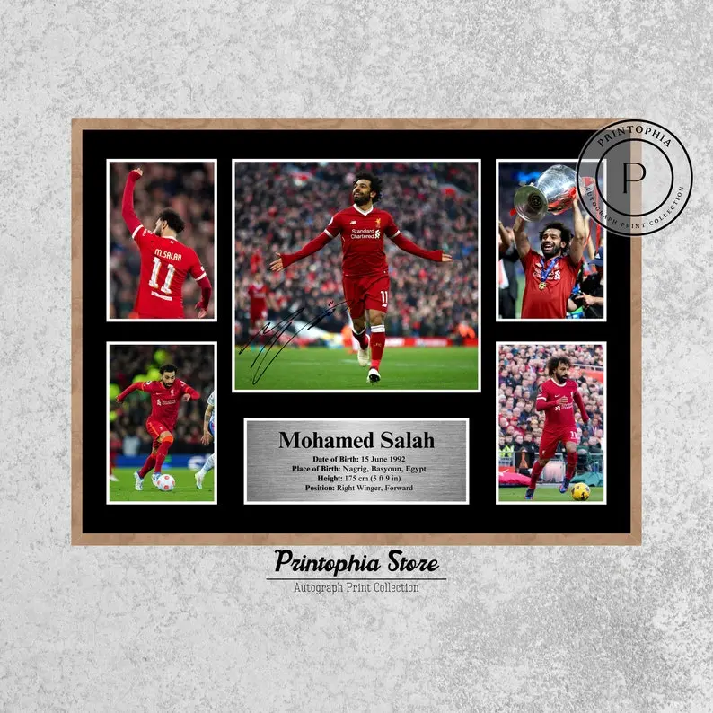 Printable Mohamed Salah Signed Poster, Digital Download Football Autograph Wall Art, Liverpool Superstar Wall Art, Soccer Gift for Fans Poster (PRODUCT DOES NOT INCLUDE FRAME)