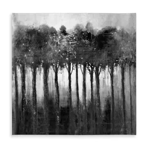 360 Stand 58x58in Monochrome Tree Landscape Tablecloth - Water-Resistant Contemporary Kitchen Linen for Dining Table, Garden Parties, Picnics, Elevate Home Decor, Indoor/Outdoor Household Textile