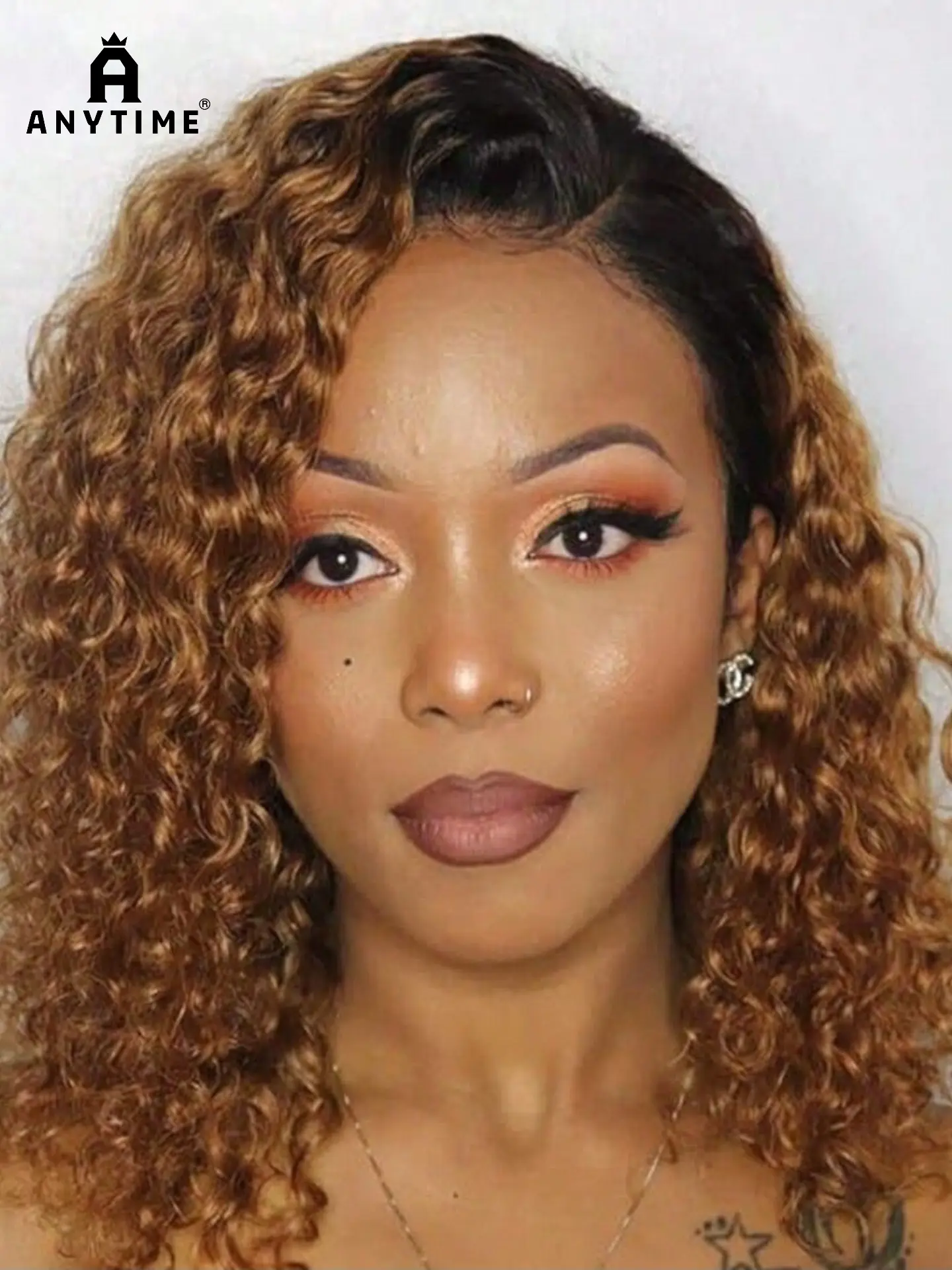 Anytime Wigs, 4x4 Lace Water-Wave Human Hair Bob Wig, Glueless Lace-Frontal Wear-and-Go Short Curly Bob, Pre-Plucked Pre-Cut Closure, Natural Hairline, 200% Density No-Glue Wig