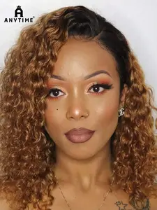 Anytime Wigs Bob Wig Human Hair 4x4 lace Water Wave Wigs Human Hair Glueless lace frontal Wear and Go Bob Wig Pre Plucked Pre Cut Closure Short Curly Bob Wigs Natural Hairline Human Hair Wavy 200% Density