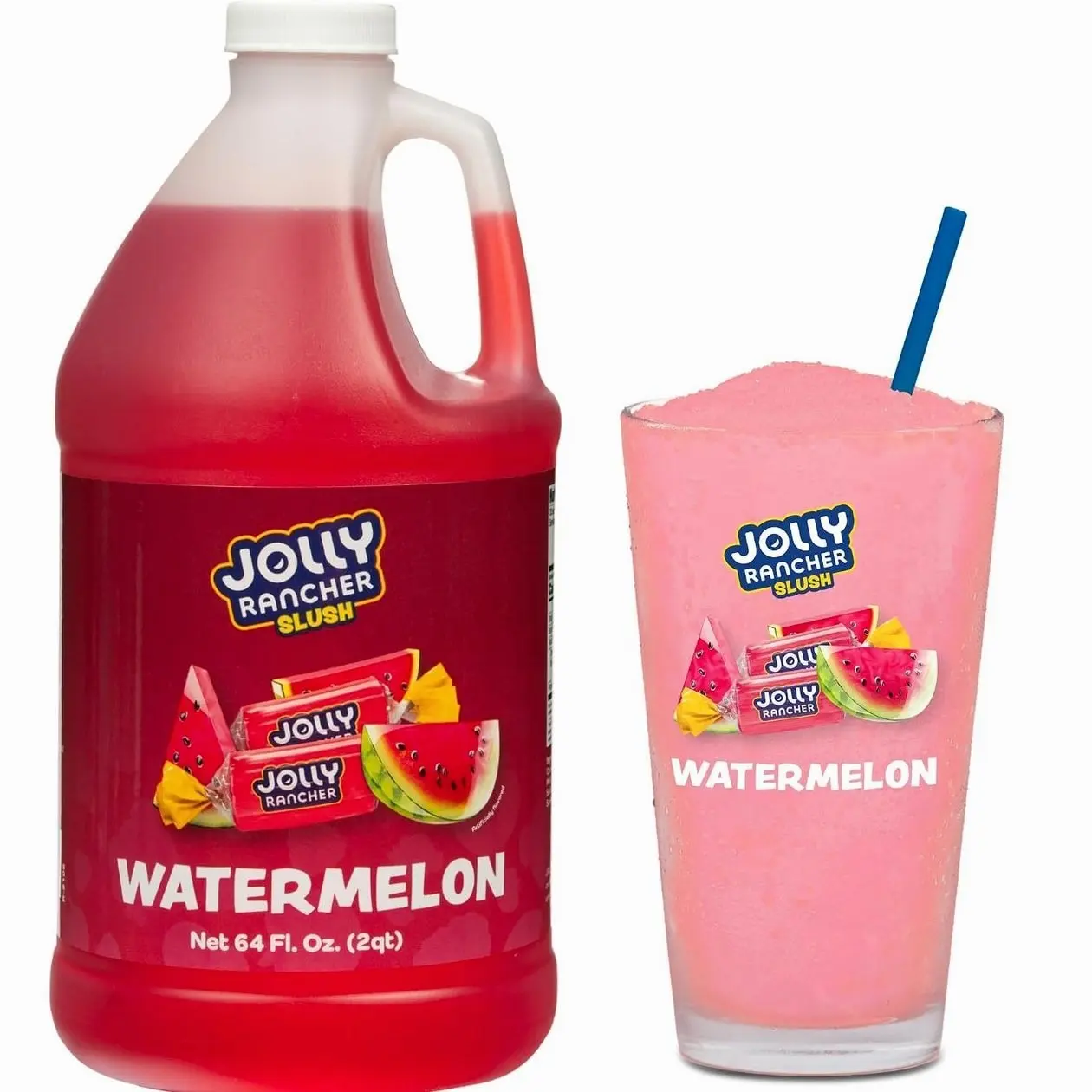 JOLLY RANCHER® Watermelon Frozen Beverage Mix – Fruit Flavor Slushie Mix for Machine, 1/2 Gallon Bottle – Frozen Drink Concentrate, 5:1 Ratio for Slushie & Frozen Drink Machines