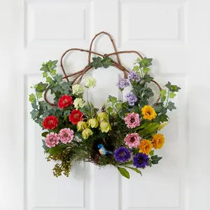 22” Spring Floral Wreath, Home Festive Decoration for Party Supplies 22” Spring Floral Wreath, Home Festive Decoration for Party Supplies