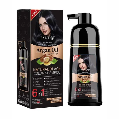 6-In-1 Hair Dye Shampoo, Quick Dyeing, Non-Sticky, Long-Lasting Natural Plant Color, Herbal & Ammonia-Free, Safe, Fruit Scent, 400ML/500ML