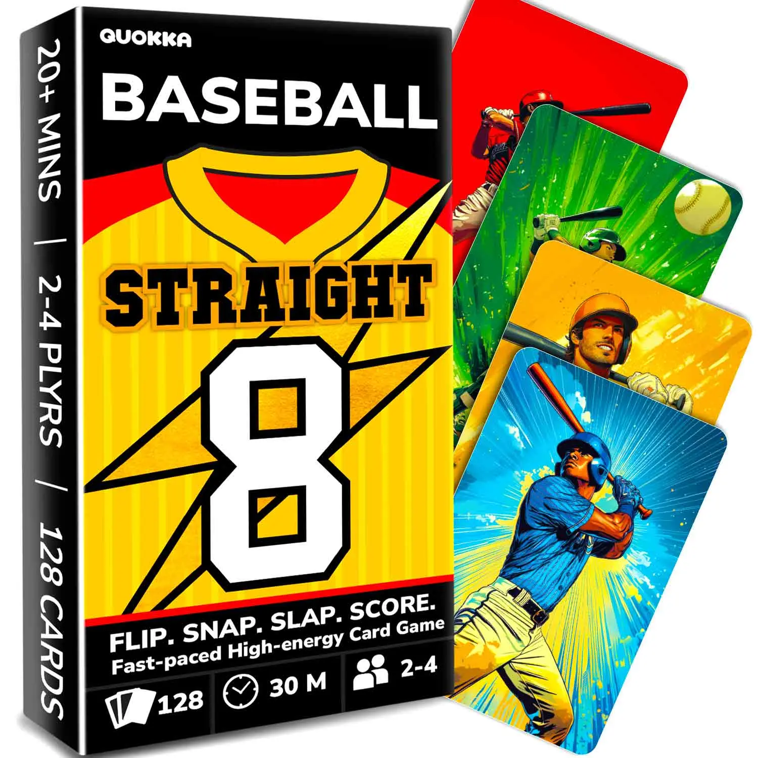 QUOKKA Baseball Theme Card Set - Fast-Paced Simultaneous Play Party Game for Ages 8+, 128 Cards, Easy Rules, Quick Matching Activity, Party Card Game