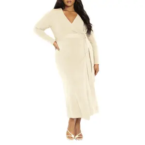 ELOQUII Women's Plus Size Sweater Wrap Dress