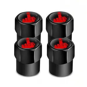 4PCS Funny Tire Valve Caps – Bold Gesture Alloy Valve Stem Covers (Cool)