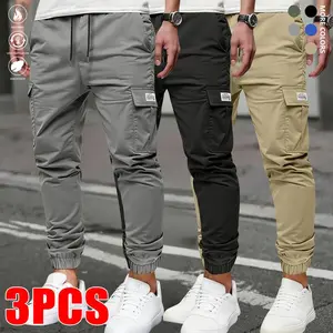 3-Pack,Men'S Heavy-Duty Work Pants - Non-Stretch Fabric Cargo Pants with Multiple Utility Pockets, Straight-Leg Fit for Gym, Construction, Everyday -  Non-Stretch Work Trousers, Gym Wear, Functional Design, Sturdy Construction, Ac