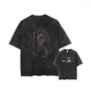 Demon Slayer Anime Washed T-Shirt Unisex 100% Cotton Vintage Manga Shirt for Him Her Retro Style Gift