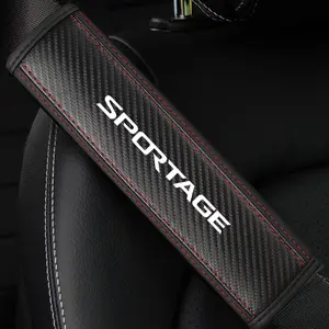 Kia Sportage Seat Belt Shoulder Cover, Car Interior Accessory, Car Accessories, PU Leather & Carbon Fiber Stripe, Enhances Driving Comfort, Available in 1pc/2pcs