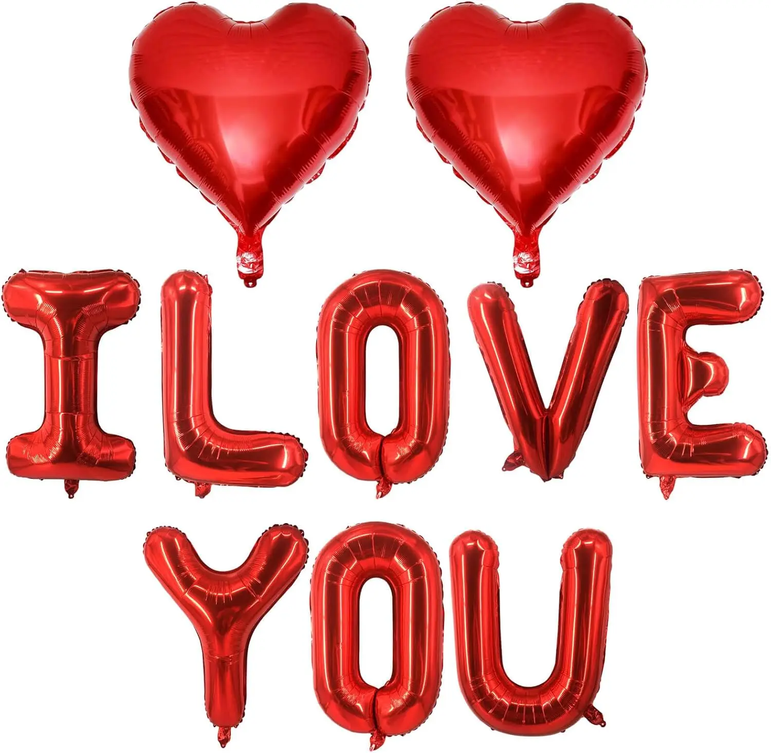 Red Heart Shaped Balloons - I LOVE YOU Valentine Balloons for Valentines Day Bridal Shower Wedding Party Decorations