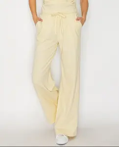 Micro Rib Relaxed-Leg Pants