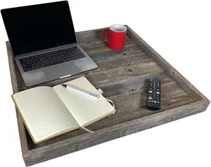 Extra Large Ottoman Tray with Anti Scratch Felt Pad - Rustic Reclaimed Wood Ottoman - For Ottomans, Coffee Tables, Office Desks - Made in USA - 24x24