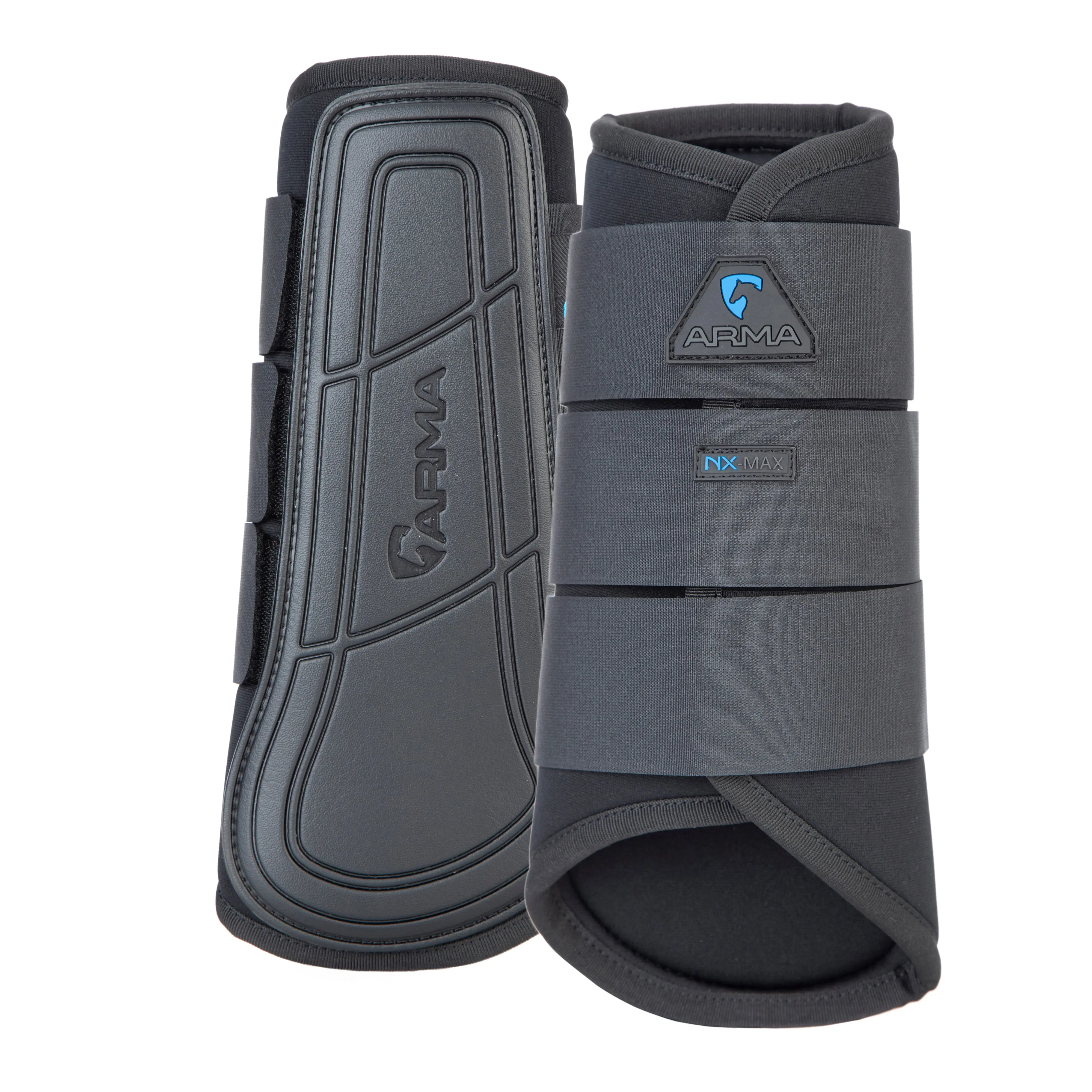 Shires ARMA Neoprene Brushing Boots - Dense Flexible Outer Layer Fabric Bound Edges Moulded Strike Pads Adjustable Fastenings for Comfort