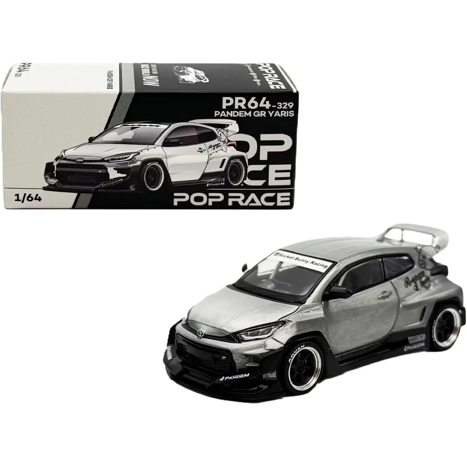 Pop Race 1:64 Toyota Pandem GR Yaris Raw Metal, Hong Kong Toy Car Salon 2025 Limited Ed. Collectible Diecast Model Car PR640329