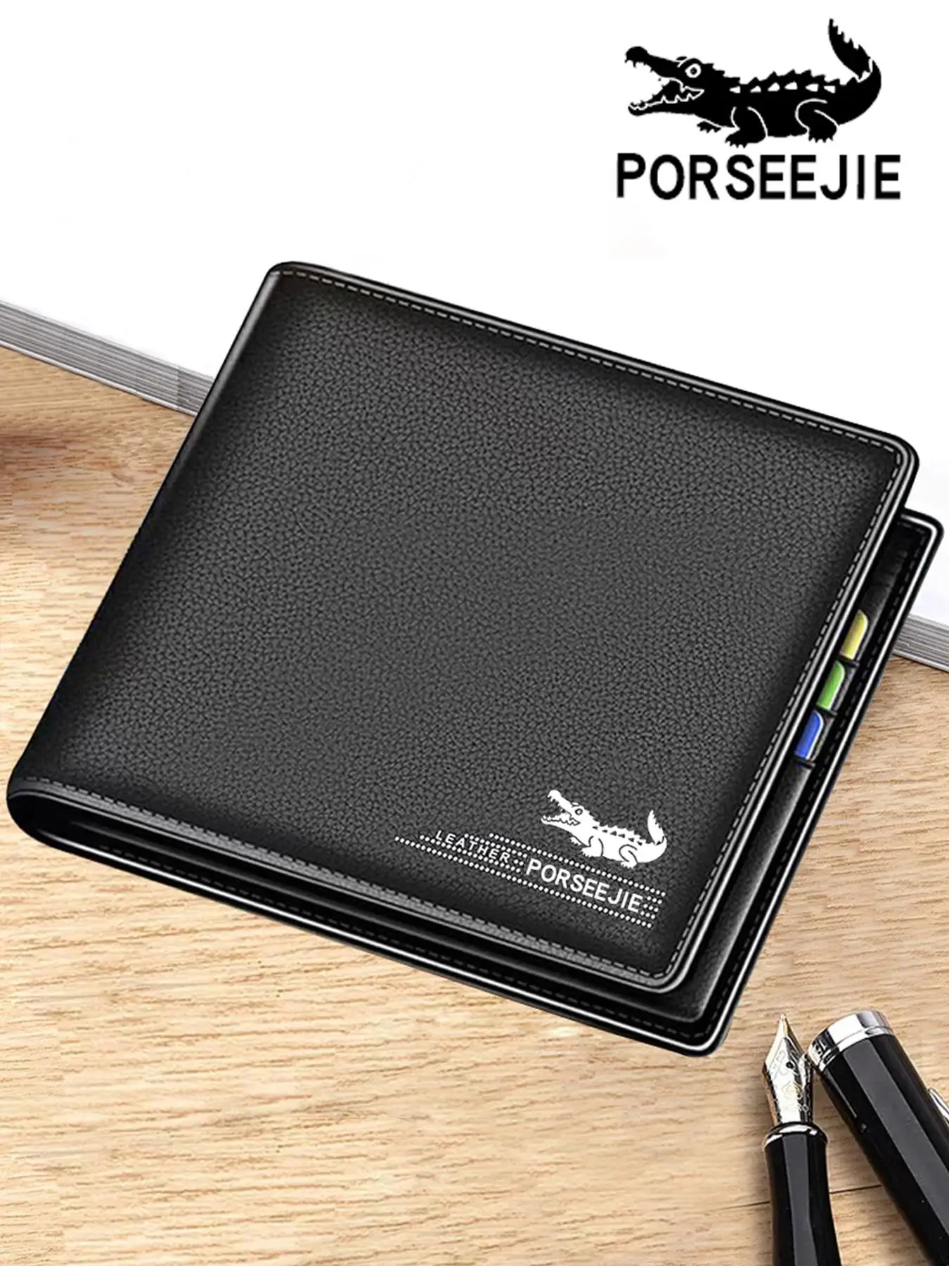 Men's Business Fashion Crocodile Pattern Short Wallet, 2024 New Style Large Capacity Wallet, Retro Foldable Short Wallet with Card Slots for Men