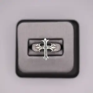 Sterling Silver Plain Ring - Cross Patonce