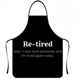 Funny Re-tired Pattern Polyester Apron, 1 Count Cooking Apron, Valentine's Day Gift, Apron for Women,Mother's Day Gift,Nails Design Tool, Apron for Men,Kitchen Accessory,Nails Design Tool