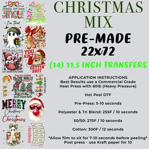 22"x72" Christmas Mix Pre-Made Hot Peel DTF Gang Sheet