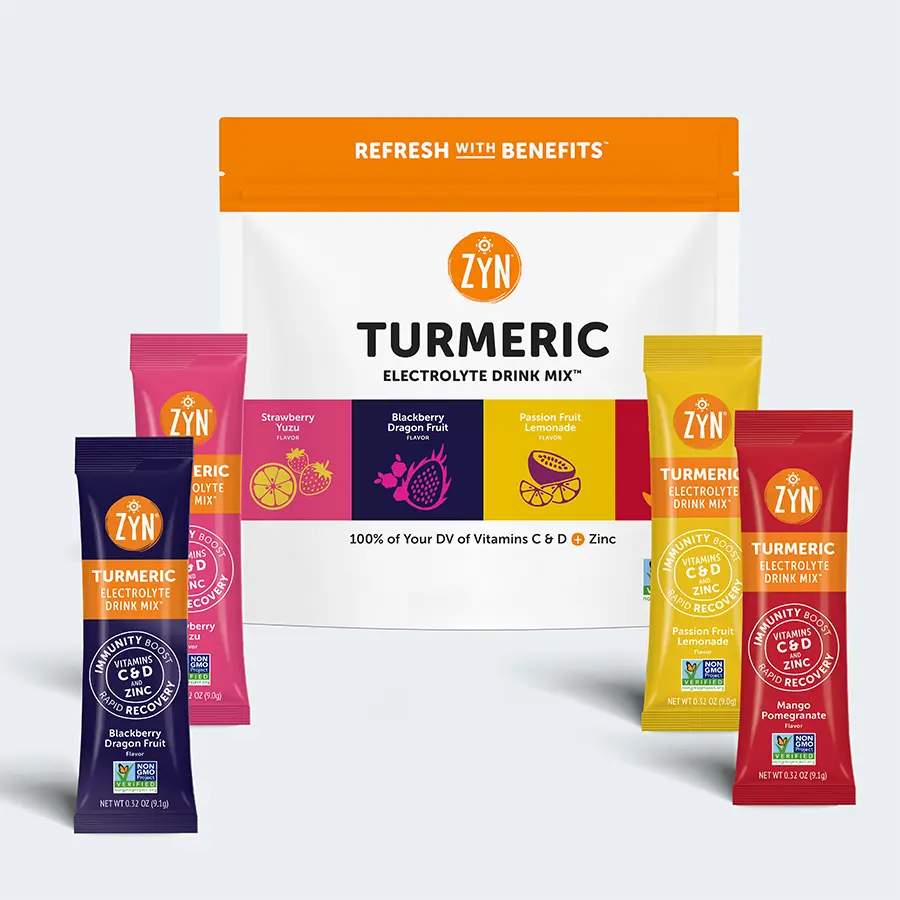 Turmeric Wellness Electrolyte Drink Mix - Naturally Light Sweetened, Low-Sugar Fruit Hydration Pack with Turmeric, Electrolytes, Vitamins C & D, Zinc for Daily Dietary Healthcare Support