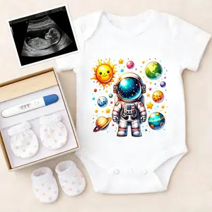 Cotton Baby Bodysuit Astronaut Space Adventure Print 100% Pure Cotton Non-Irritating Snap Closure Breathable Stretchy Perfect For Gifting & Everyday