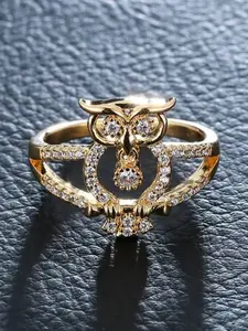 Elegant Owl Design Zirconia Ring for Women, Unique Rings, Fashionable Hollow Out Jewelry, Perfect for Weddings Engagements Parties Gifts