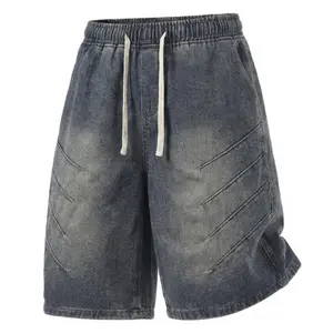 Men's Comfortable American Vintage Washed Twill Straight Bottoms - Drawstring Elastic Waistband, Pockets, Unisex Style, Everyday & Outdoors Summer Casual Loose Shorts for Commuting, Camping