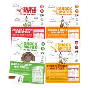 Snack Mates by The New Primal Four Flavor Pack, High Protein and Low Sugar Kids Snack, Gluten Free, Soy Free, Beef Jerky Meat 4-pack (20 ct)