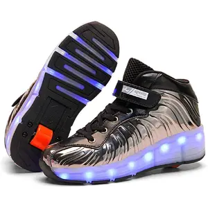 Kids Roller Skate Shoes with 7 Color LED Lights, Rechargeable Single Wheel Sport Sneakers