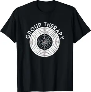 GROUP THERAPY TARGET - Gun Weapon Aim Shoot Targeting Summer Casual Shortsleeve Cotton T-Shirt